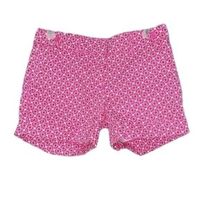 New York & Company Pink and Red Patterned Women's Cuffed Dress Shorts Size 2